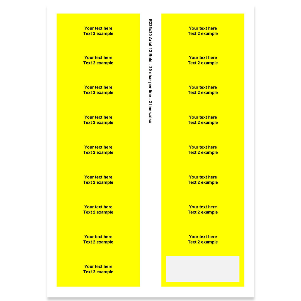 E225320 - 2 lines, Arial 12 max 2 x 20 characters