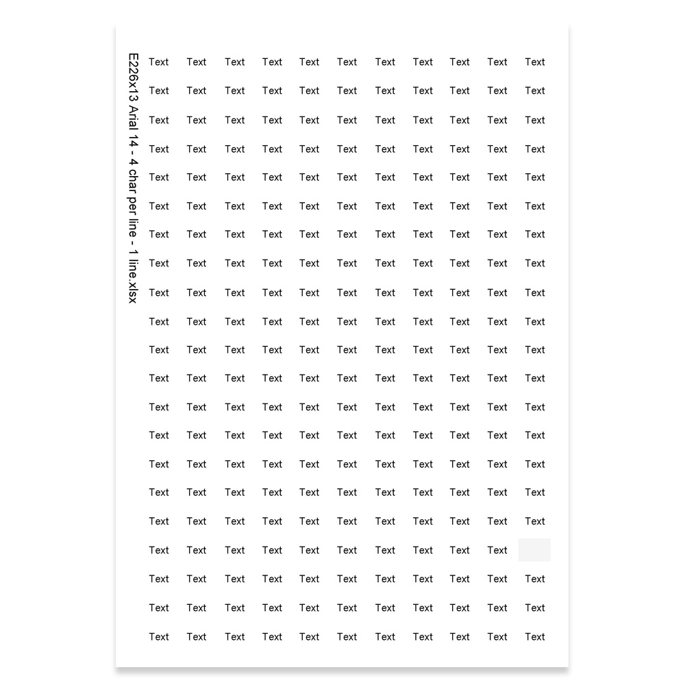 E226413 - 1 line, Arial 14 max 4 characters