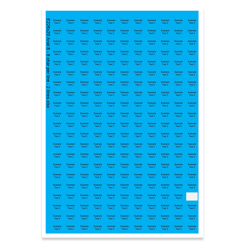 E226220 - 2 lines, Arial 8 max 2 x 8 characters