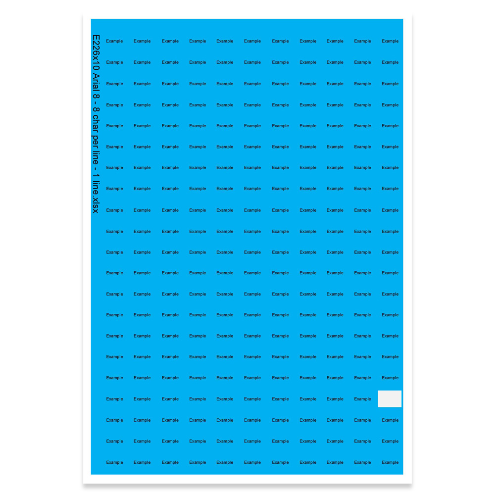E226210 - 1 line, Arial 8 max 8 characters