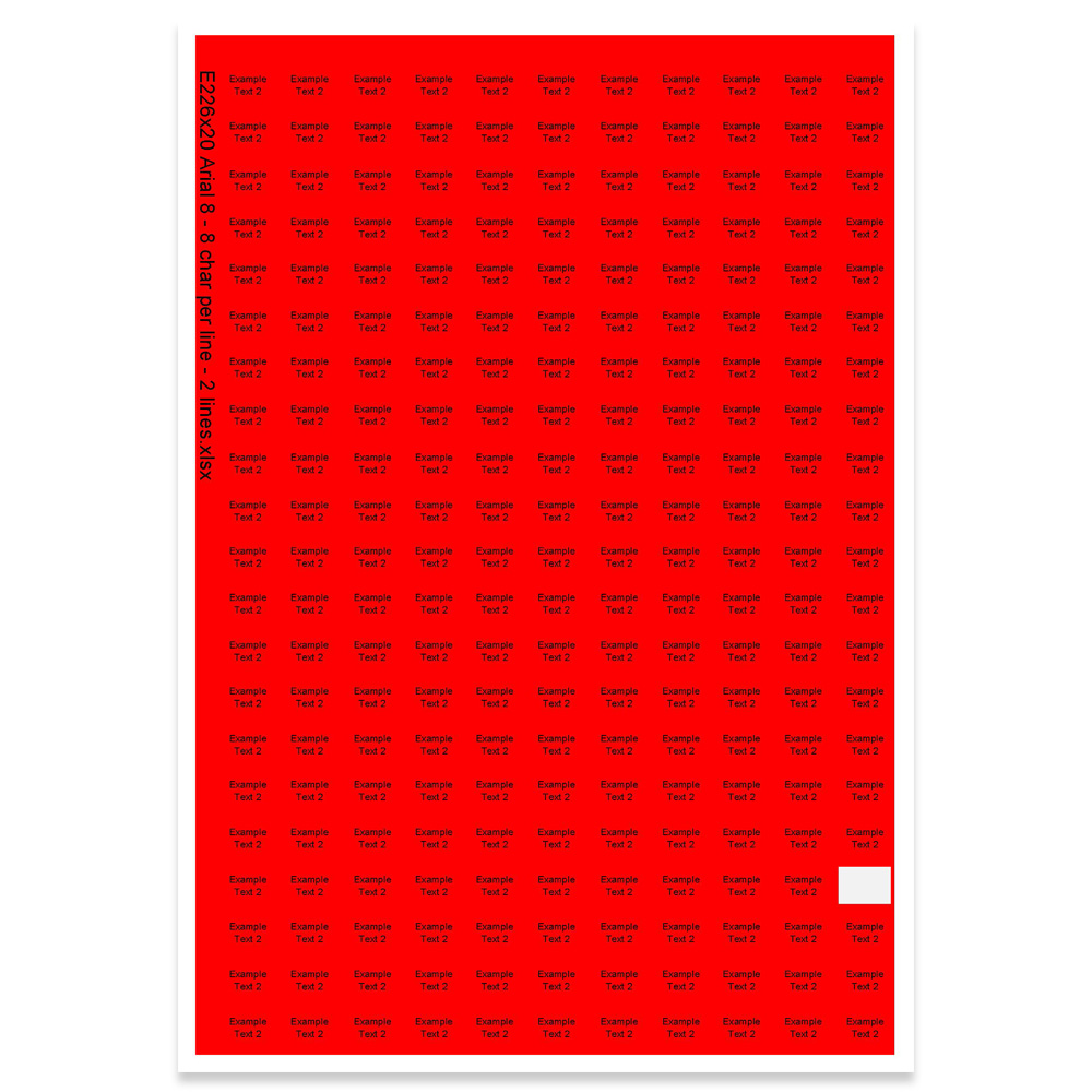 E226020 - 2 lines, Arial 8 max 2 x 8 characters